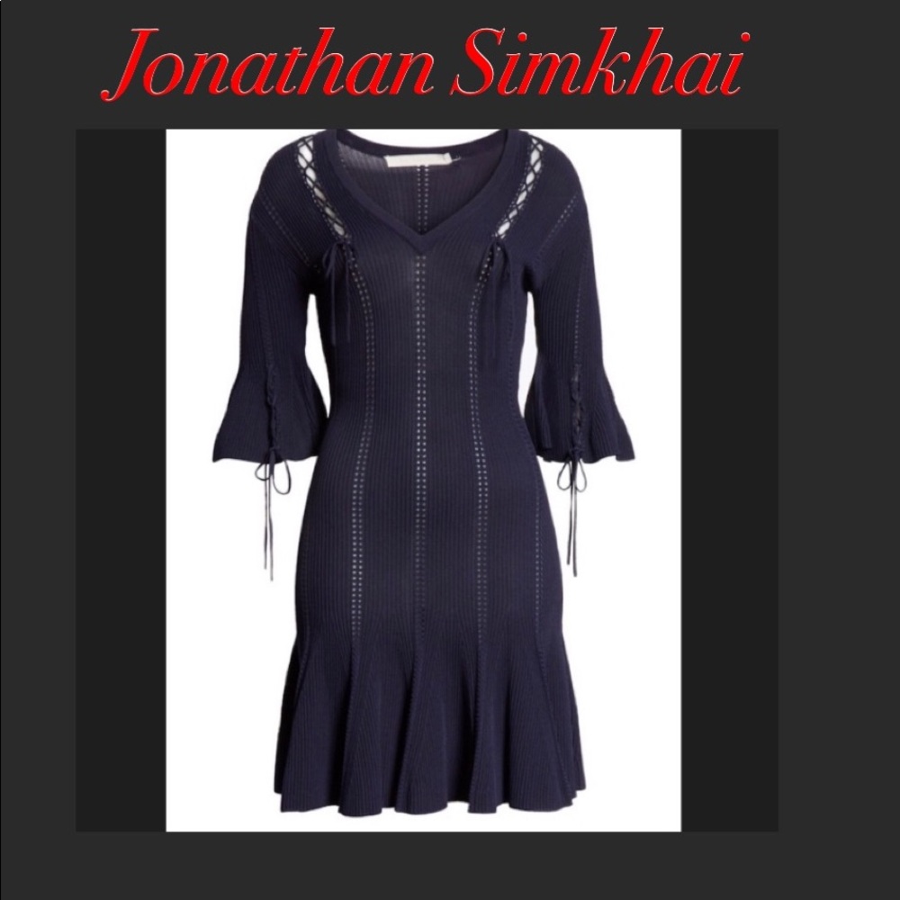 Authentic Jonathan Simkhai Linked Rib V Neck Dress - image 1